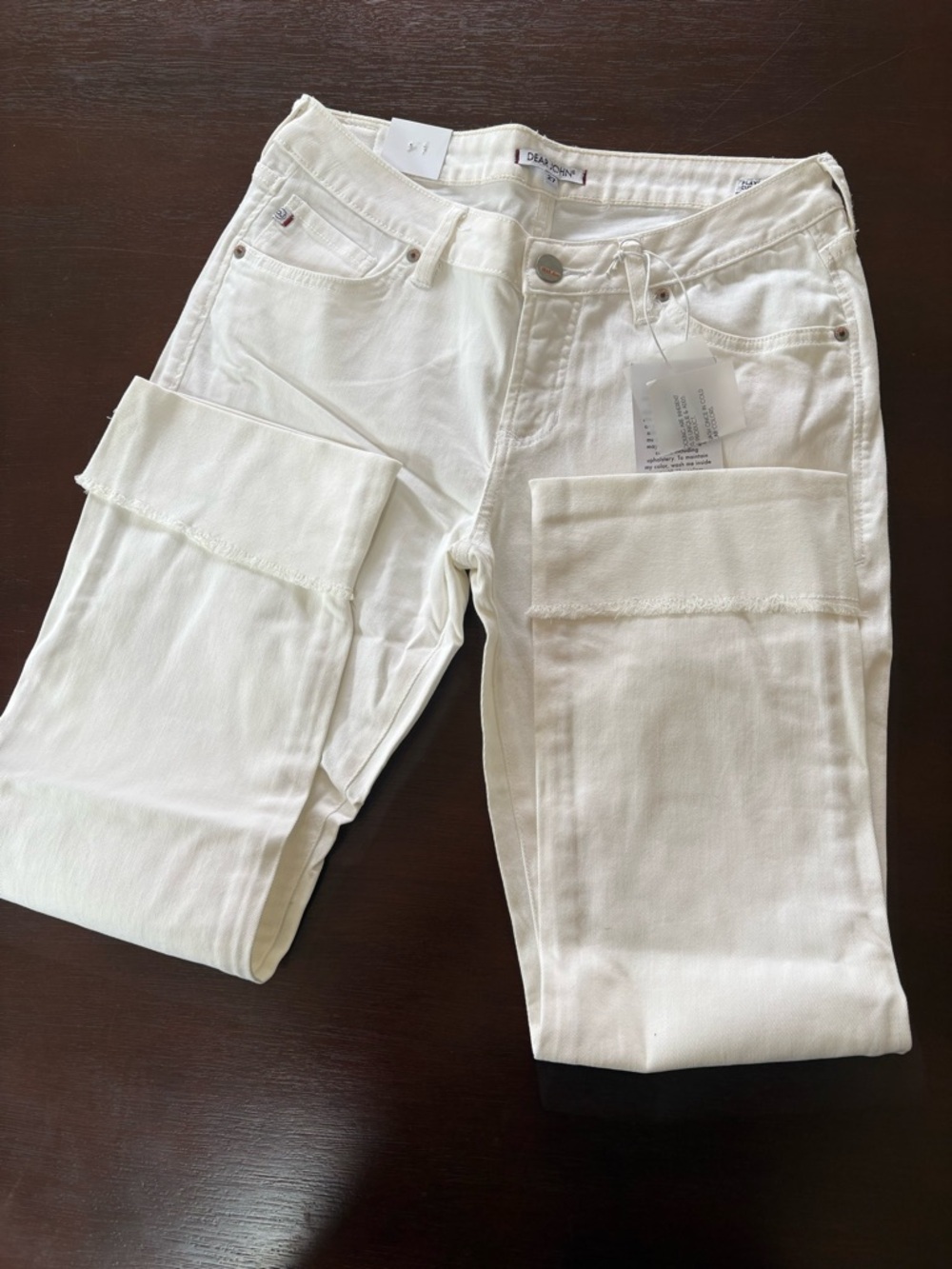 Dear John White Straight-Leg Jeans with Cuffed Hem - Picture 2 of 5